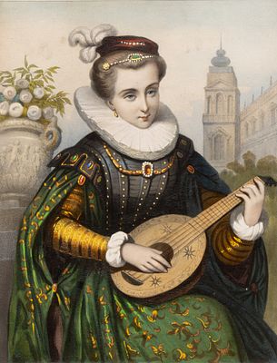 Ренье, по рисунку Конт-Каликса Ф. К., Благородная леди в костюме времен правления Карла IX. 