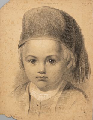 Дюколле Ж. (по рисунку), Бекке (литограф). Голова мальчика в феске. 1850-е гг. Бумага 