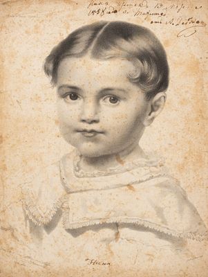 Дюколле Ж. (по рисунку), Бекке (литограф). Голова девочки в белом воротнике. 1850-е гг. Бумага 