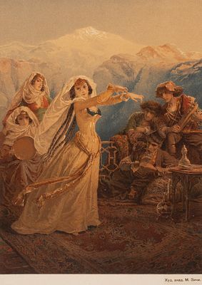 Тамара. По "Демону" М. Ю. Лермонтова. Премия "Нивы". 1891. Хромолитография по акварели М. Зичи. 