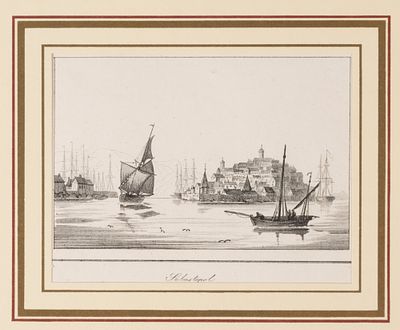 Вид на Севастополь. Середина XIX века. Гравюра на стали. Размер по паспарту 22,5х31,5 см. Хороше 