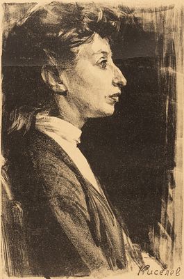 Киселев Л. М. Портрет женщины в профиль. 1960-е гг. Бумага, литография. Размер листа 54,5х36 см. 