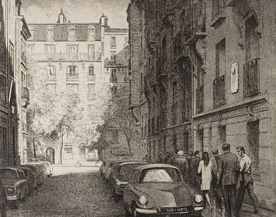 Белоусов П. П. Париж. Улица Мари-Роз. 1960-е гг. Бумага, офорт, акватинта. Размер листа 50х62 см. 