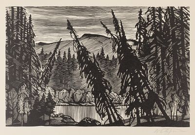 Бендингер В. А. Болото. 1980-е гг. Бумага, линогравюра. Размер листа 34х44 см. Хорошее 