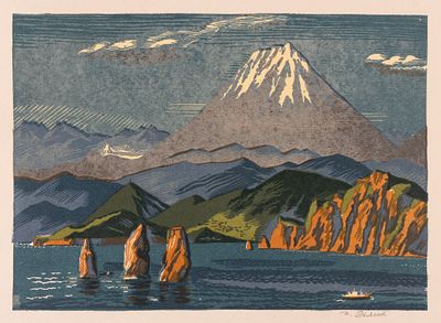 Дьякова Н. В. Кораблик. 1980-1990-е гг. Цв. линогравюра. Размер листа 31х37 см. Хорошее 