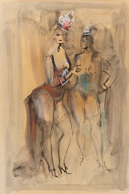 Рудаков С. К. Будуар. Две дамы. Вторая половина XX в. Бумага, смешанная техника. Размер листа 