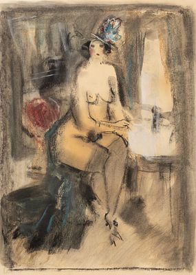 Рудаков С. К. Будуар. Ню. Вторая половина XX в. Бумага, смешанная техника. Размер по паспарту 