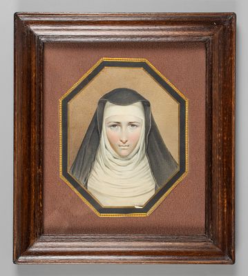 Подпись неразборчивая. Монахиня. Втор. пол. XIX века - нач. XX вв. Бумага, акварель. Размер по 