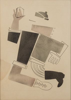 [В стиле В. Лебедева] Н/х. Абстрактная фигура. Первая половина XX века. Бумага, пошуар, тушь. 