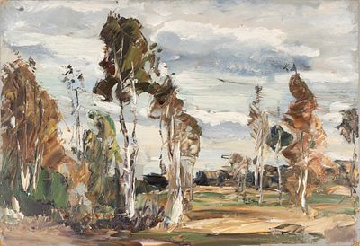 Мищенко Ф. Г. Ветрено. 1960-е гг. Картон, масло. Размер 33х43 см. Хорошее состояние. Потертости 