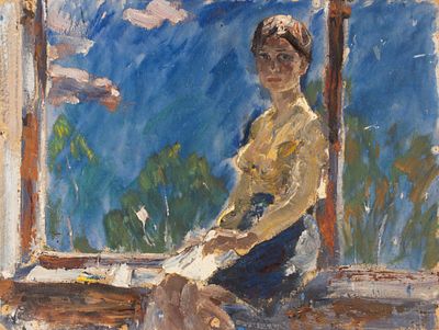 Мищенко Ф. П. Этюд к картине "Юность". 1960-е гг. Картон, масло. Размер 34х45 см. Хорошее 