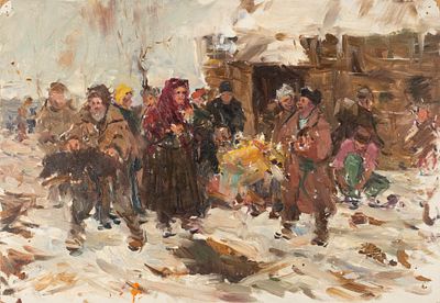 Бочаров Ю. Ф. Деревенский этюд. 1960-1970-е гг. Картон, масло. Размер 24х34,5 см. Хорошее 