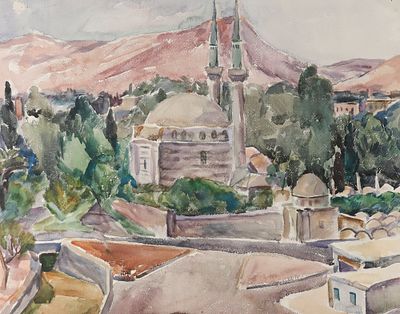 [Группа &laquo;Одиннадцать&raquo;] Рахина В. И. Сирия. Дамаск. 1968. Бумага, акварель. Размер 49,5х63 см. Хо 