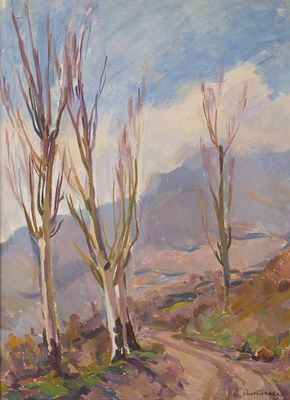 [Группа &laquo;Одиннадцать&raquo;] Антипова Е. П. Тополя. 1962. Холст, масло. Размер 60х47 см. Хорошее 