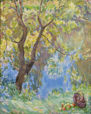 [Группа &laquo;Одиннадцать&raquo;] Антипова Е. П. Пруд в парке Приютино. 2000. Холст, масло. Размер 100х80 см. 