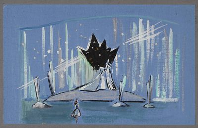 Бруни Т. Г. Эскиз сценографии для балета "Снежная королева". 1960-е гг. Бумага, гуашь. Размер 