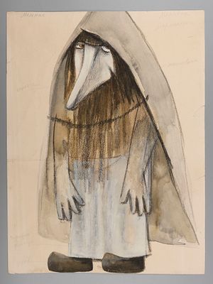 Сизых Н. И. Мельник. Эскиз куклы к спектаклю &laquo;Маленький водяной&raquo; Ю. Коринца. 1979. Размер 44х30 