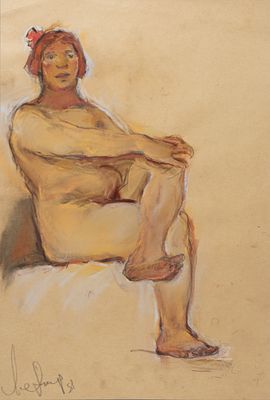 Лернер П. А. Обнаженная сидящая. 1981. Бумага, смеш. техника. Размер листа 39,5х27 см. Условно 