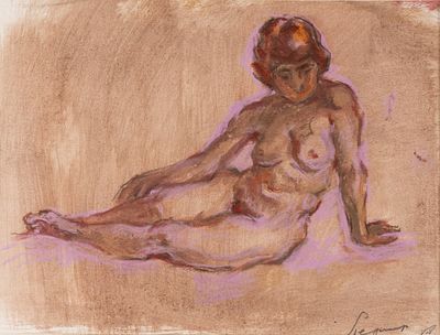 Лернер П. А. Обнаженная. Катерина. 1985. Бумага, смеш. техника. Размер по паспарту 40х48 см. Усл 