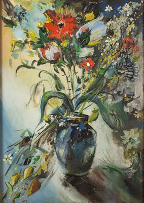 Жеребцов В. Н. Цветы. 1989. Холст, масло. Размер по раме 63,5х48 см. Хорошее состояние. Следы 