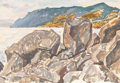 [Группа Эрмитаж] Головачев Б. Ф. Крым. Камни на Караул-Обе. 1980. Бумага, темпера. Размер листа 