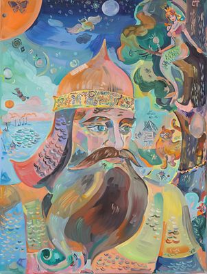 Самсонидзе Т. Г. Пушкин: У Лукоморья. 2025. Холст, масло. Размер 60х80 см. Хорошее состояние. 