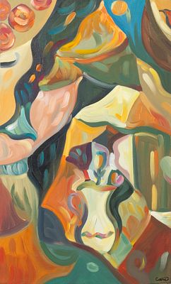 Самсонидзе Т. Г. Абстракция с вазой. 2005. Холст, масло. Размер 30х50 см. Хорошее состояние. 