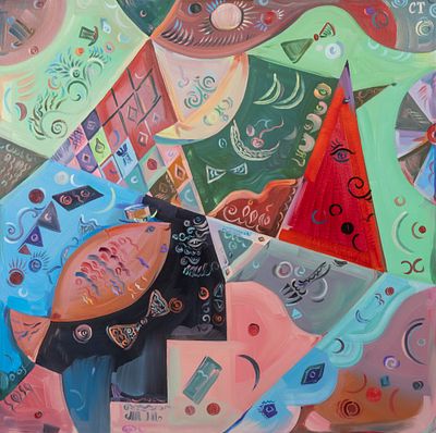 Самсонидзе Т. Г. Рыбка в соломенной шляпе. 2025. Холст, масло. Размер 50х50 см. Хорошее 