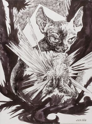 Эль-Сафади В. Фамильяр для Сфинкса. Бумага, тушь. Размер 40х30 см. Хорошее состояние. 