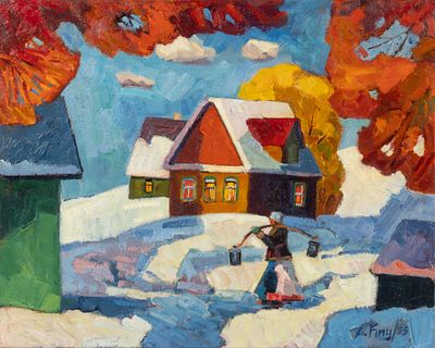 Киореску А. С. По первому снегу. 2025. Холст, масло. Размер 40х50 см. Хорошее состояние. 