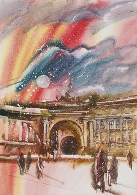Пшеницын А. Б. Арка Главного штаба. 2025. Бумага, акварель. Размер листа 29,5х21 см. Хорошее 