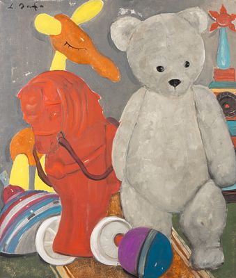 Эль-Сафади Л. Мишка, лошадка и страус. Холст, масло. Размер 70х60 см. Хорошее состояние. 