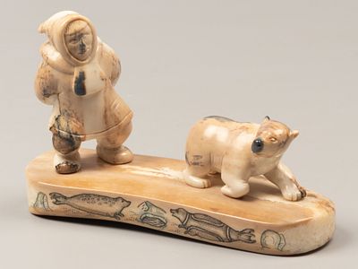 Игнатовский А.В. &laquo;Давай дружить&raquo;. Уэлен, Чукотский АО, 2010-е. Бивень моржа (ископаемый). Размер 