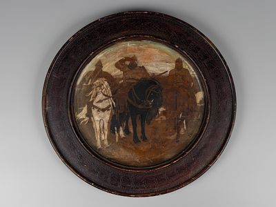 Декоративное блюдо &laquo;Три богатыря&raquo; по картине Васнецова В.М. Московская губ. Российская империя. 