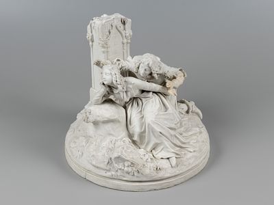 Ск. Шпис А. Статуэтка. Пара у руин. ИФЗ, 1850-1860-е. Бисквитный фарфор. Высота 21,5 см. На 