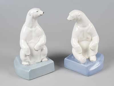 Парные статуэтки. Букэнд. Белые медведи на льдинах. Rīgas Porcelāna un fajansa fabrika (Рижский 
