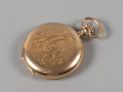 Ижорский завод. Карманные часы Ф. Винтер с дарственной надписью. Вензель на крышке. Начало ХХ 