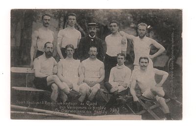 Морской спорт. Королевский морской клуб Гента. Победители Хенли. 1907 г. Бельгийская открытка. 