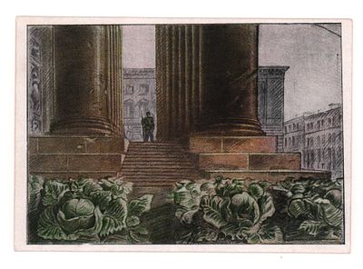 Арх.-худ. Я.О. Рубанчик. Ленинград в дни Отечественной войны. Огороды на Исаакиевской площади в 