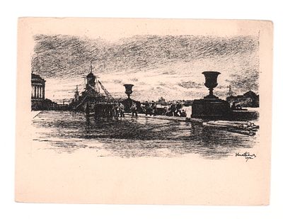 Худ. Н.А. Павлов. Ленинград в дни Отечественной войны. На площади Декабристов. Блокадная 