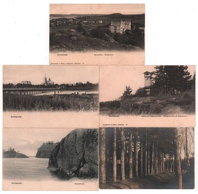 Сортавала. Набор из 5-и открыток, четыре до 1905 г. Разные издательства.. Открыточный формат. 
