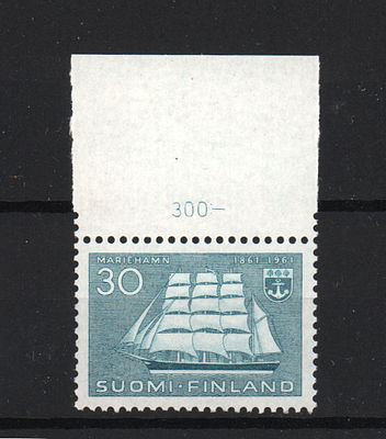 Почтовая марка Финляндии. Парусник. 1961 г. Мих. №531. Негашеная. Состояние **.