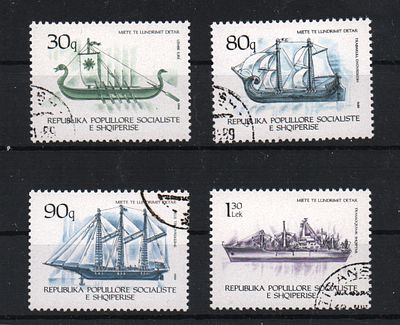 Почтовые марки Албании. Корабли. 1989 г. Мих. №2405-2408. Гашеные.