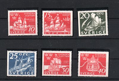 Почтовые марки Швеции. Парусники. 1966 г. Мих. №560-565. Негашеные. Состояние **.