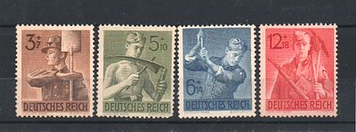 Почтовые марки III Рейха. 1943 г. Мих. №850-853. Негашеные. Состояние **.