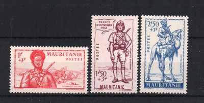 Почтовые марки Мавритании. 1941 г. Мих. №127-129. Негашеные. Состояние **.