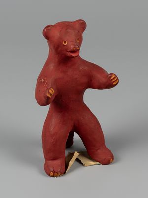Каргопольская игрушка. Медведь. Беломорские узоры, Архангельск. 1970-е гг. Глина, роспись. Высот 