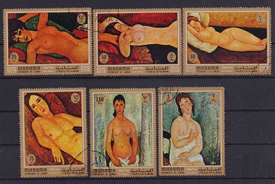 Почтовые марки Аджмана/Манамы. Живопись. Модельяни. 1971 г. Мих. №425-430. Гашеные.