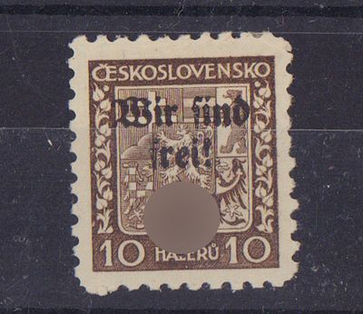 Почтовая марка Судетской области. Оккупация Германии. Рейхсенберг-Мафферцдорф. 1938 г. 10н. 