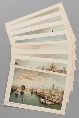 Виды города Глазго. 8 хромолитографий. Издание T. Nelson & Sons. 18891. Размеры 9,7х14,5 см. Хор 